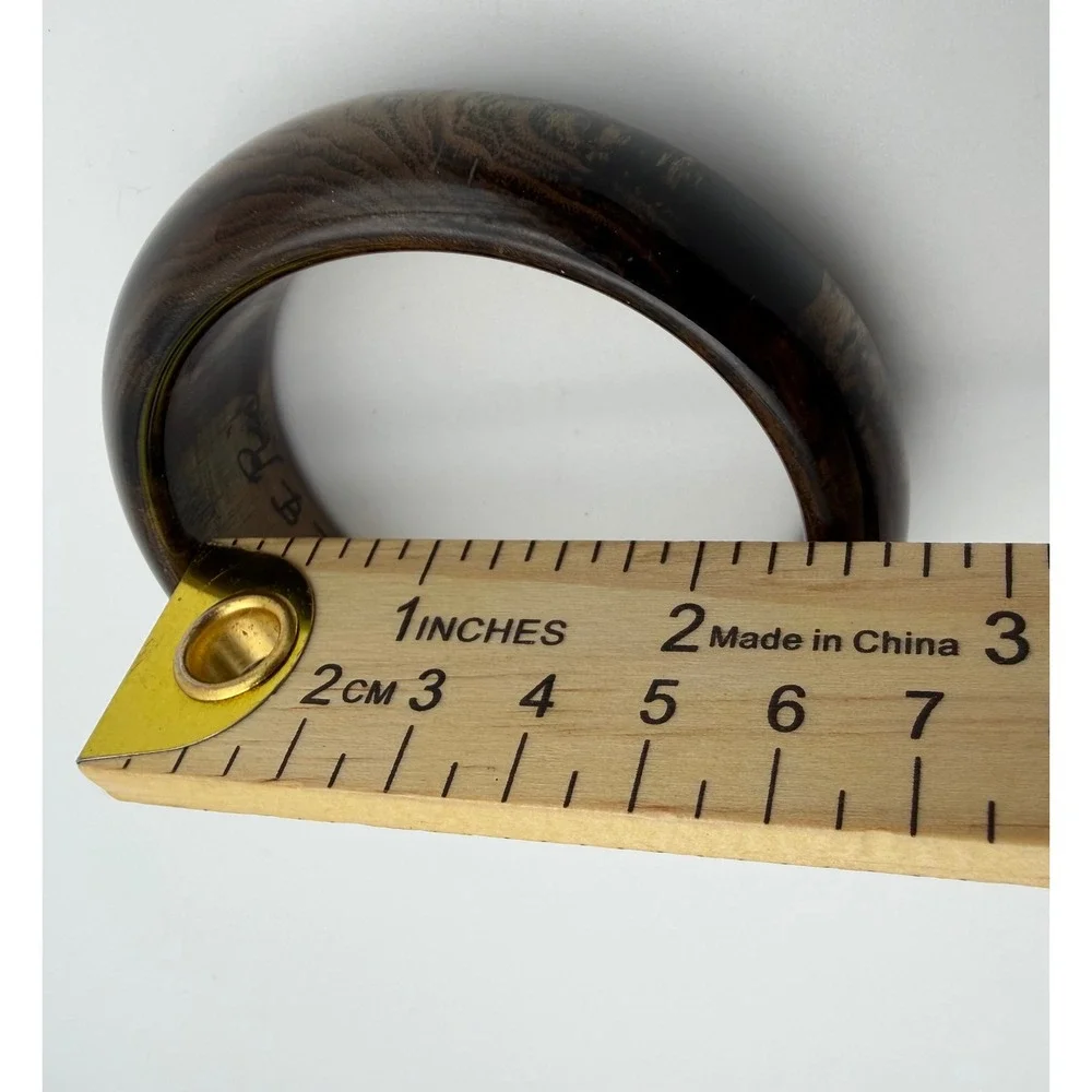 Huppke & Rice Ash Wood Vintage Bangle Bracelet Signed Handcrafted Artisan USA